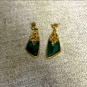 Avon Holiday Flourish Enamel Green Earrings
